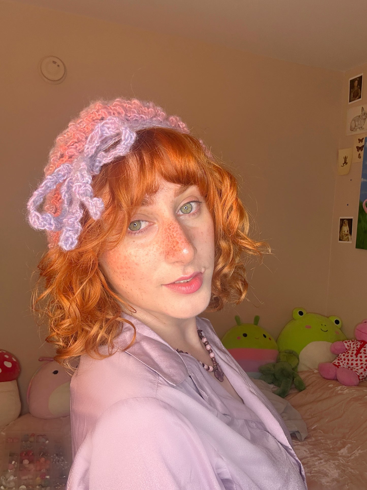 Winter Sherbert Lace Bow Beret