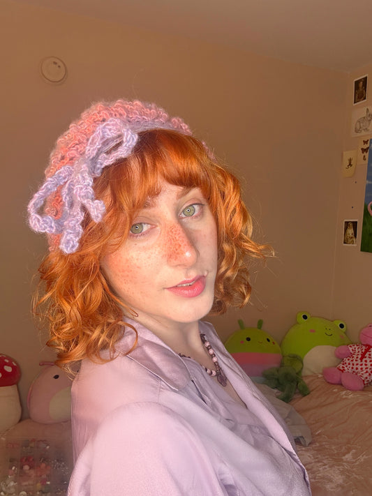 Winter Sherbert Lace Bow Beret