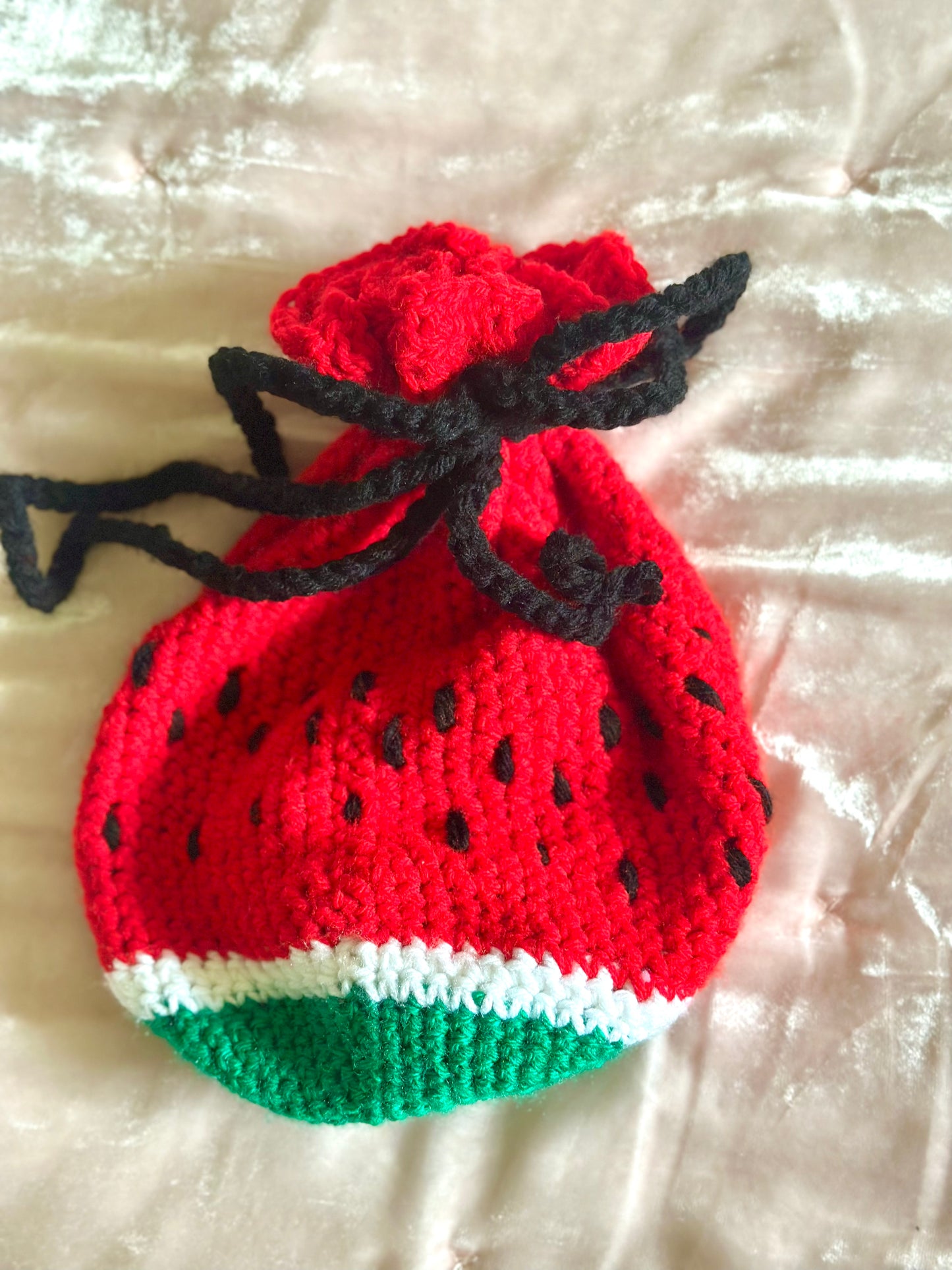 Crochet watermelon pouch