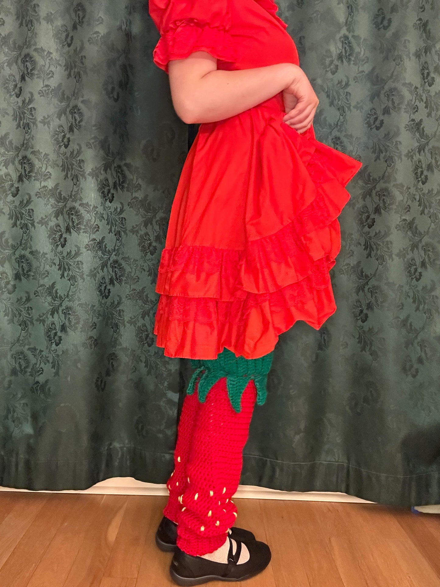 Knee high crochet strawberry leg warmers