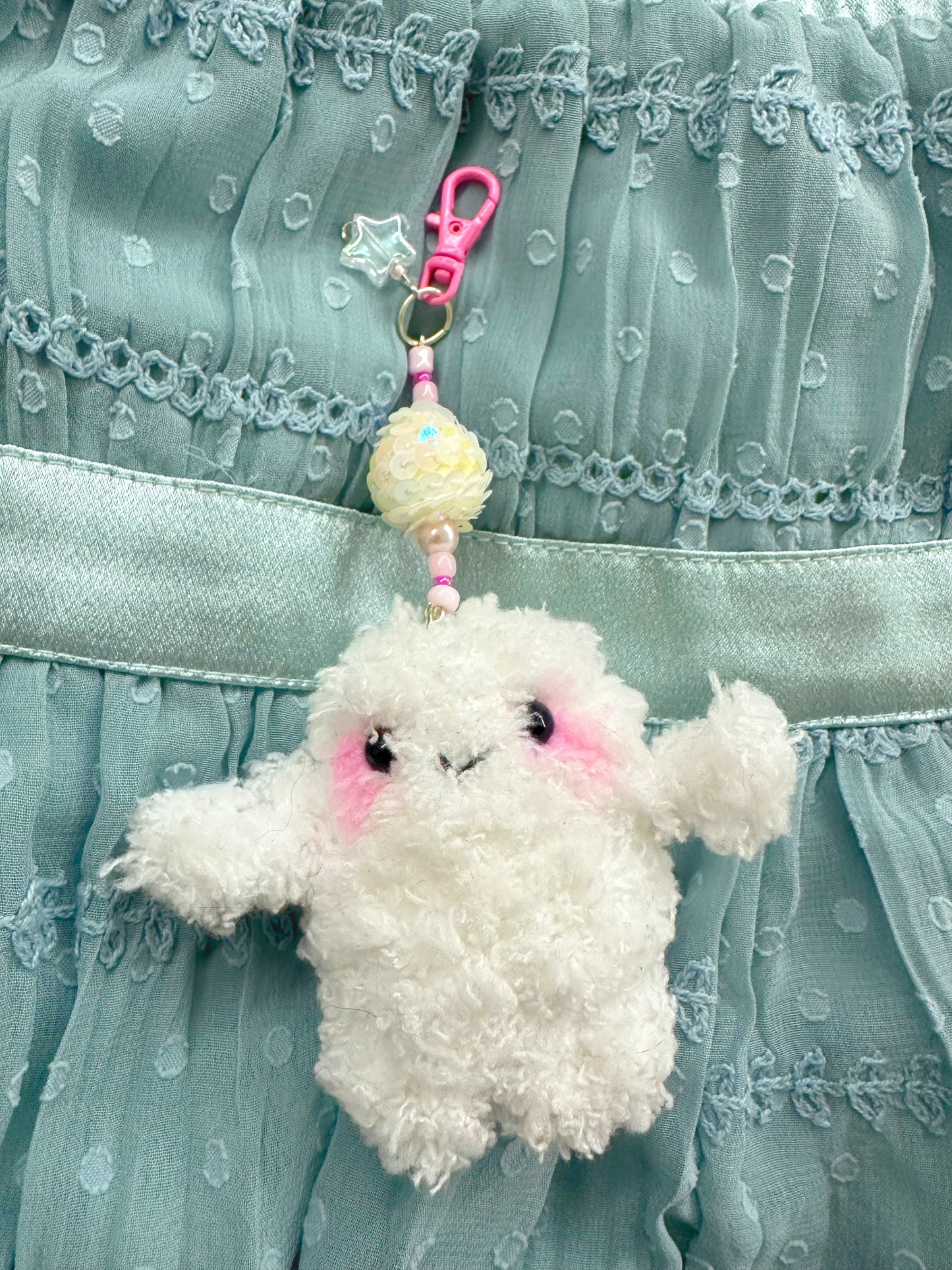Fuzzy baby adipose bag charm