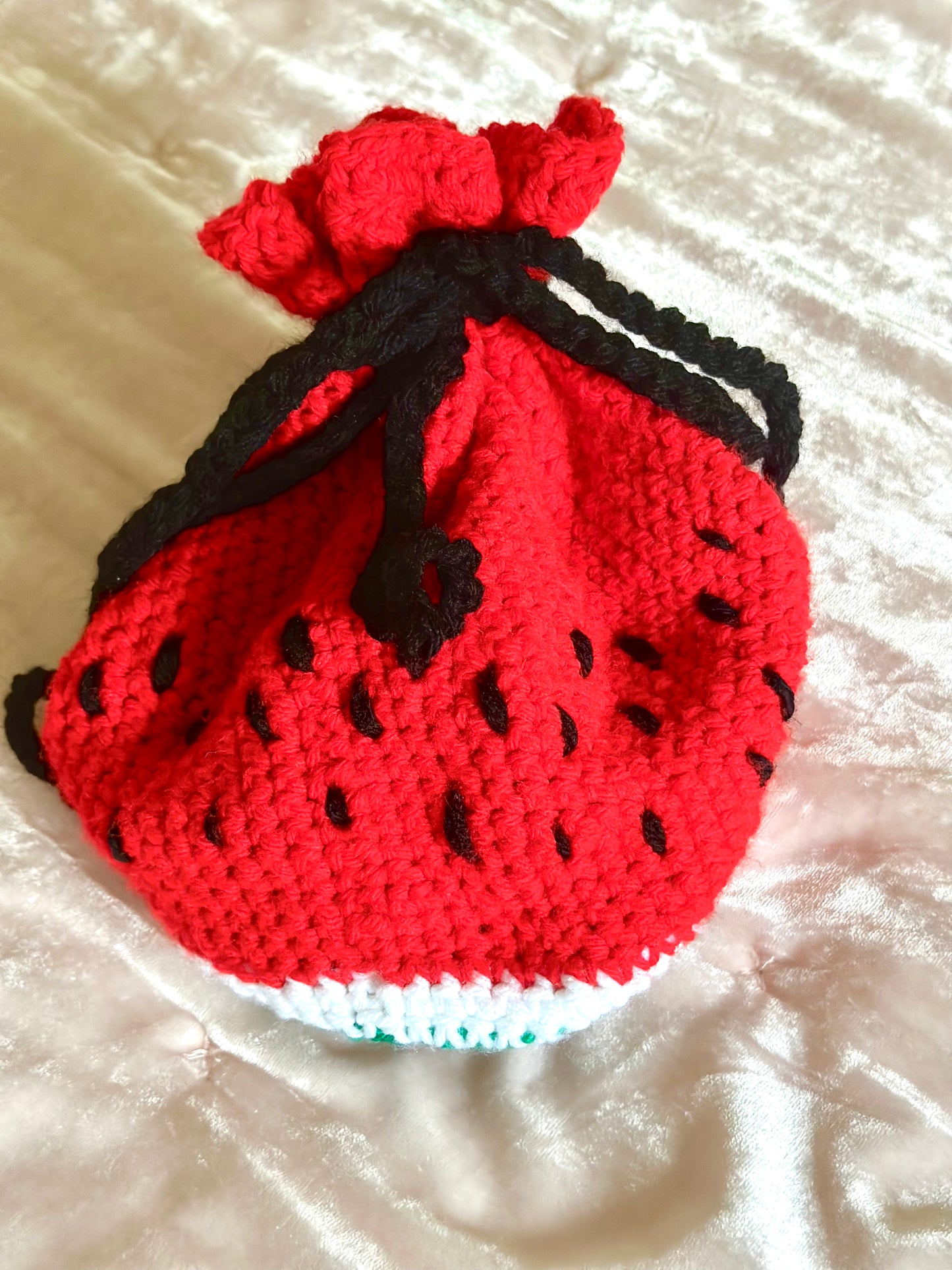 Crochet watermelon pouch