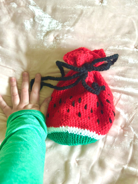 Crochet watermelon pouch