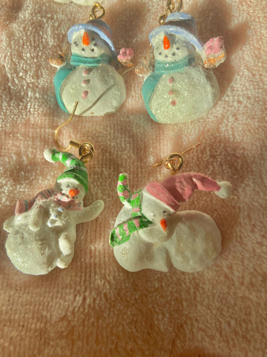 Winter glitter snowmen earrings