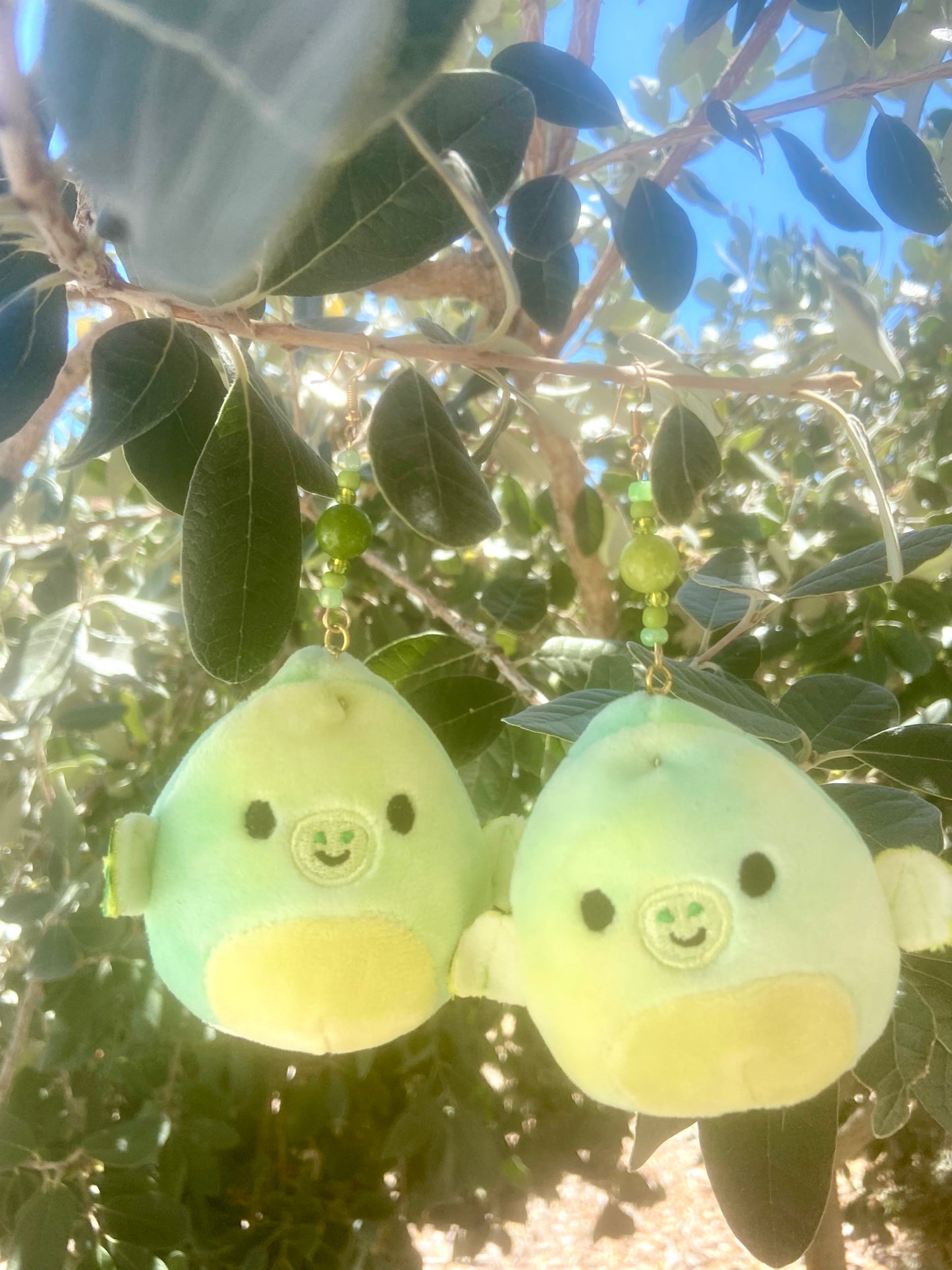 Fletcher the Pterodactyl micro mallow hand beaded earrings