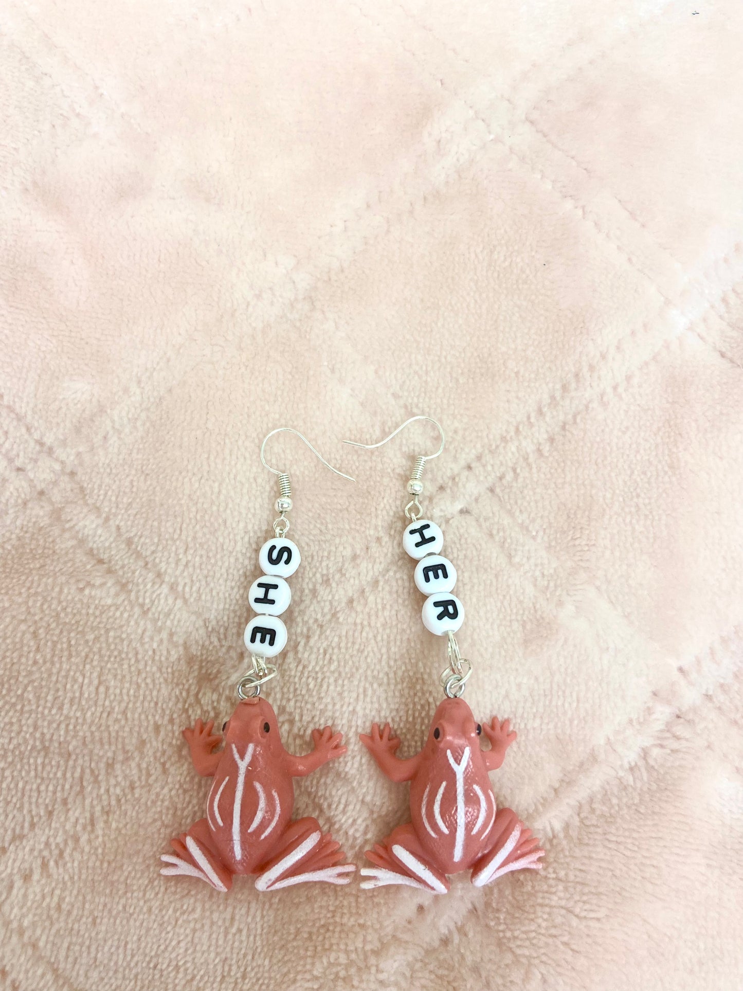 She/her critter pronoun earrings
