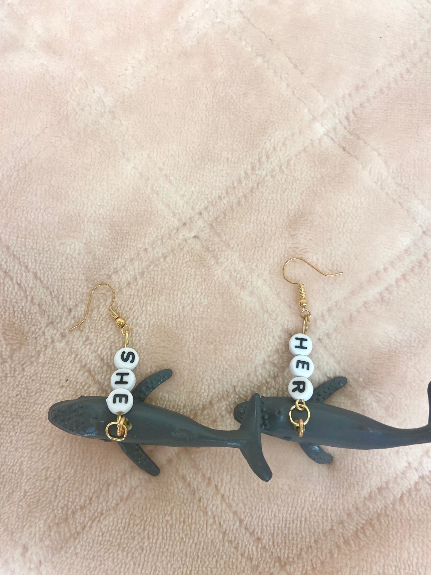 She/her critter pronoun earrings