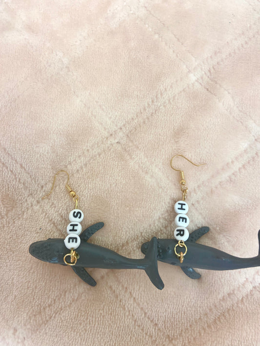 She/her critter pronoun earrings