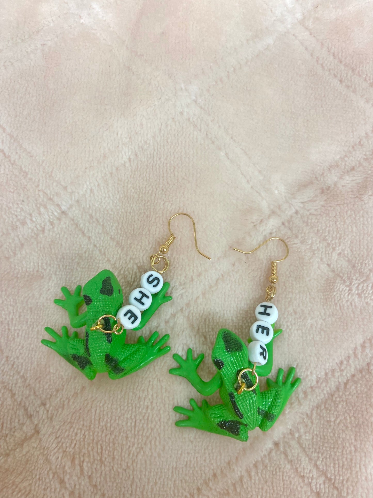 She/her critter pronoun earrings