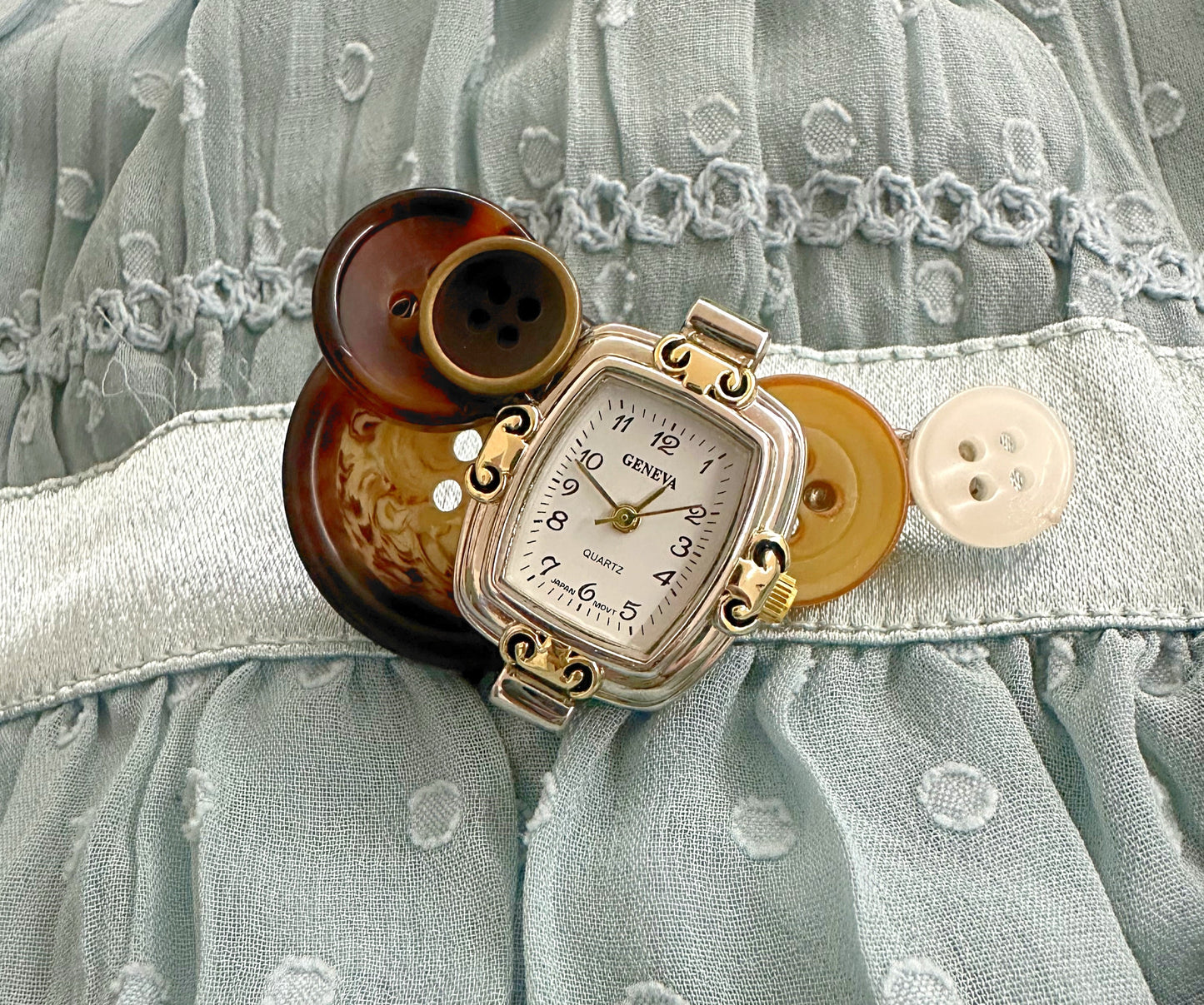 Large Clock Button Brooch