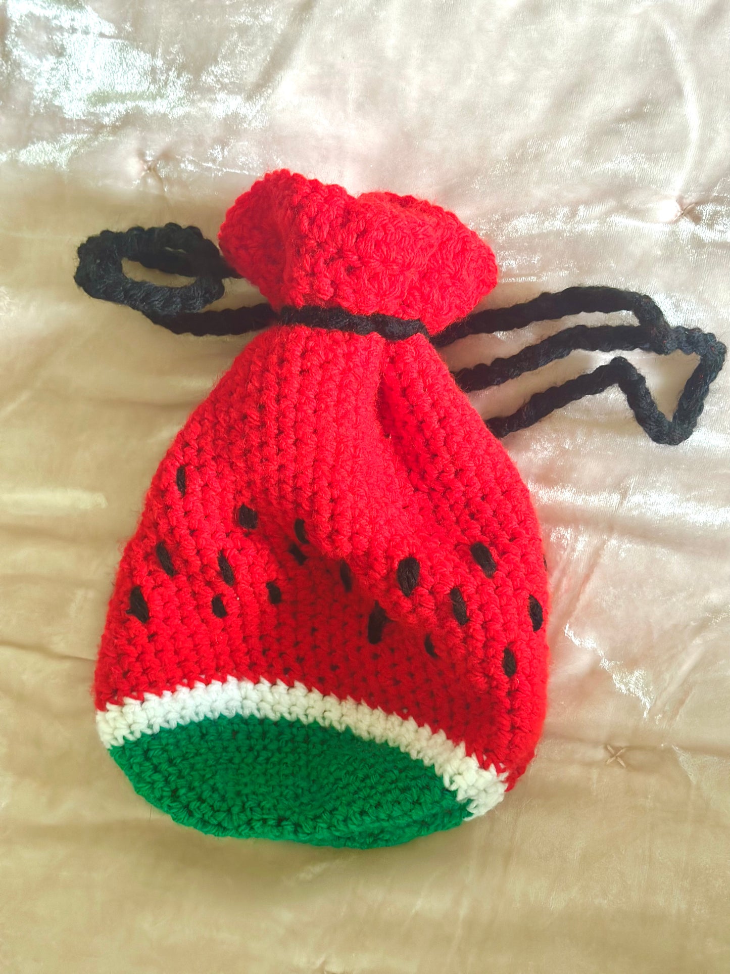 Crochet watermelon pouch