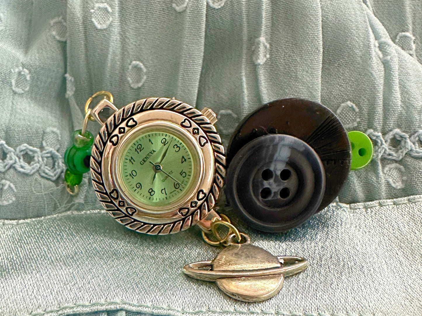 Beaded clock button barettes