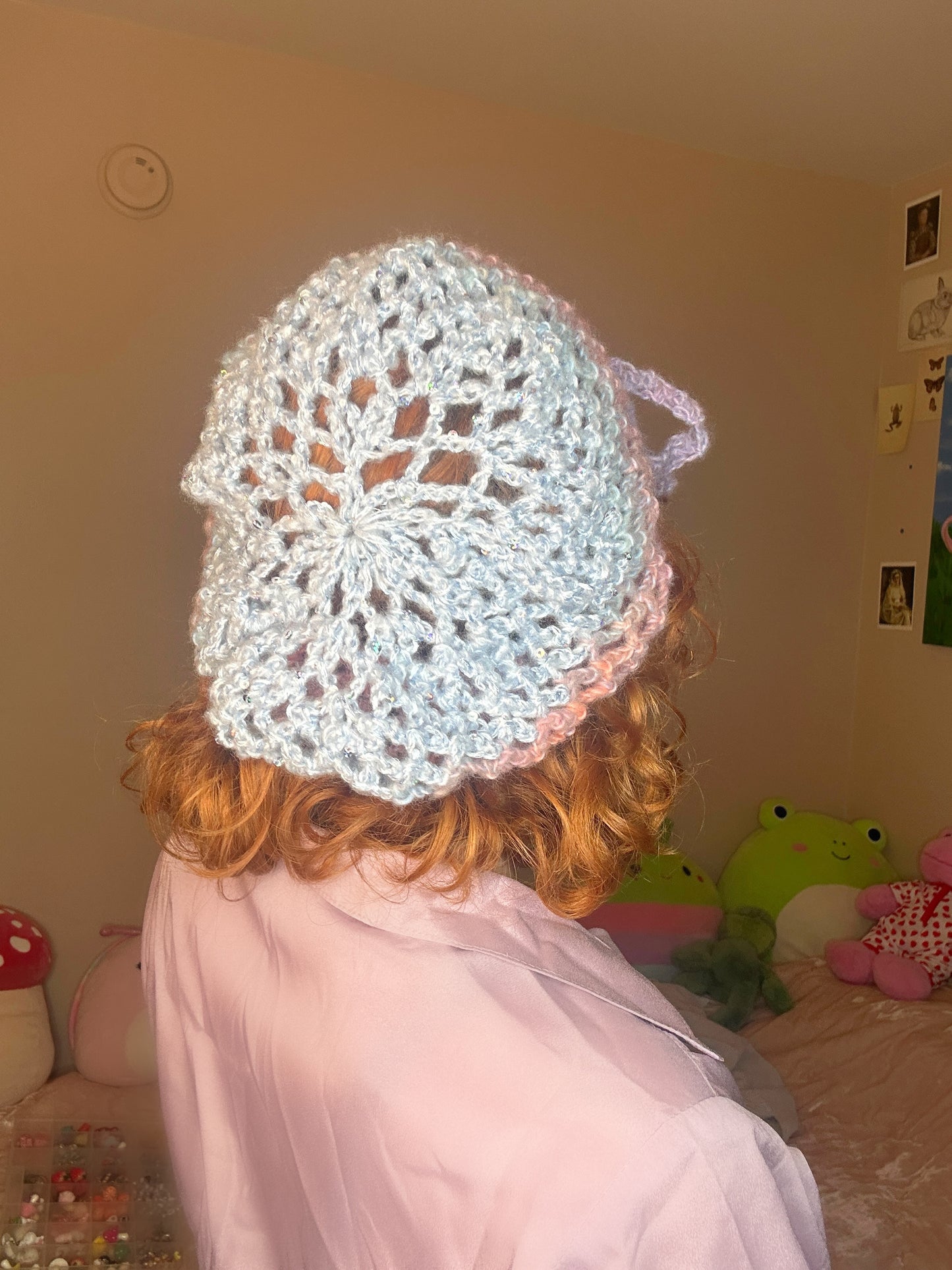 Winter Sherbert Lace Bow Beret