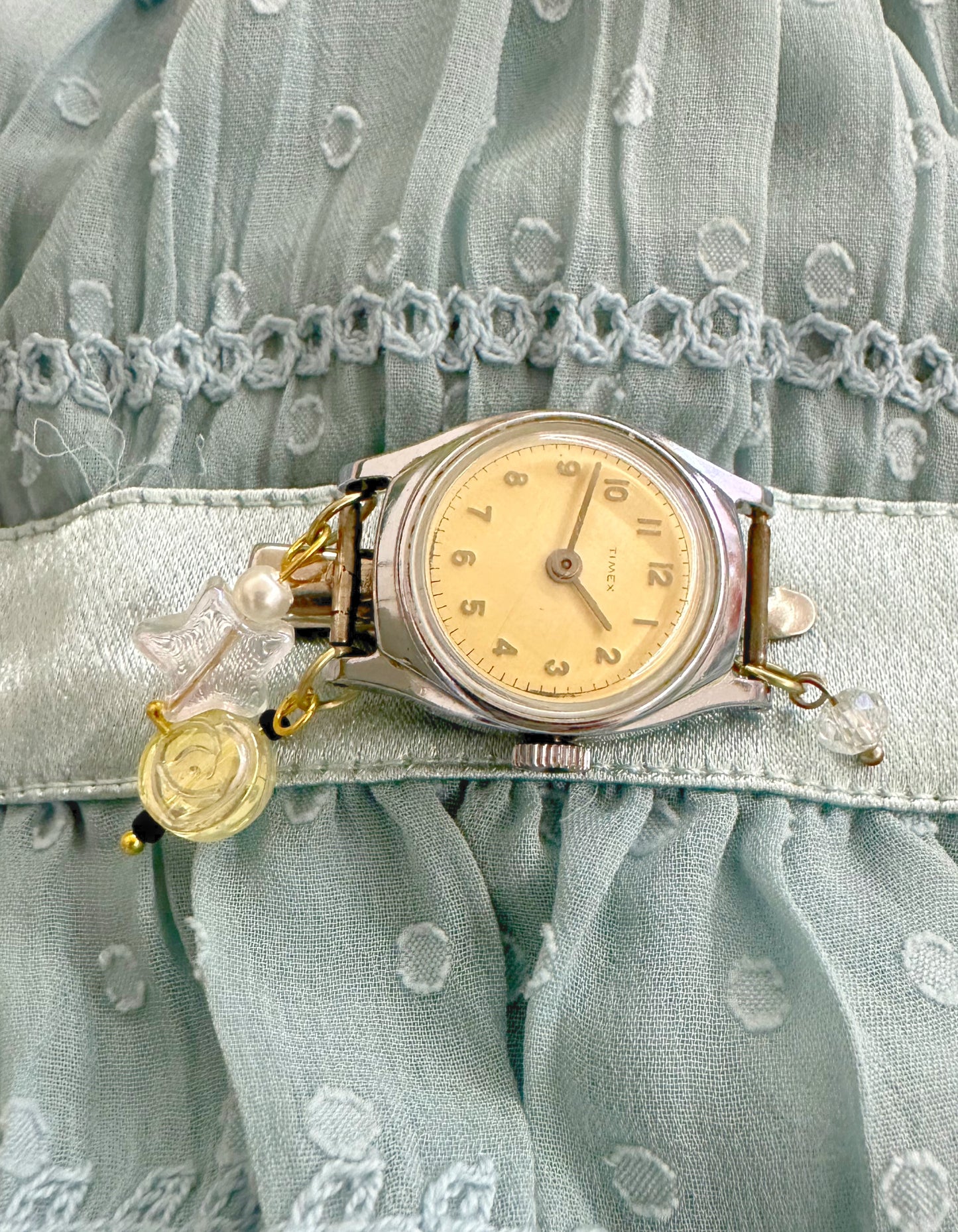 Beaded clock button barettes