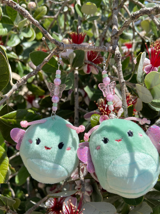Beaded Reina the butterfly squishmallow earrings