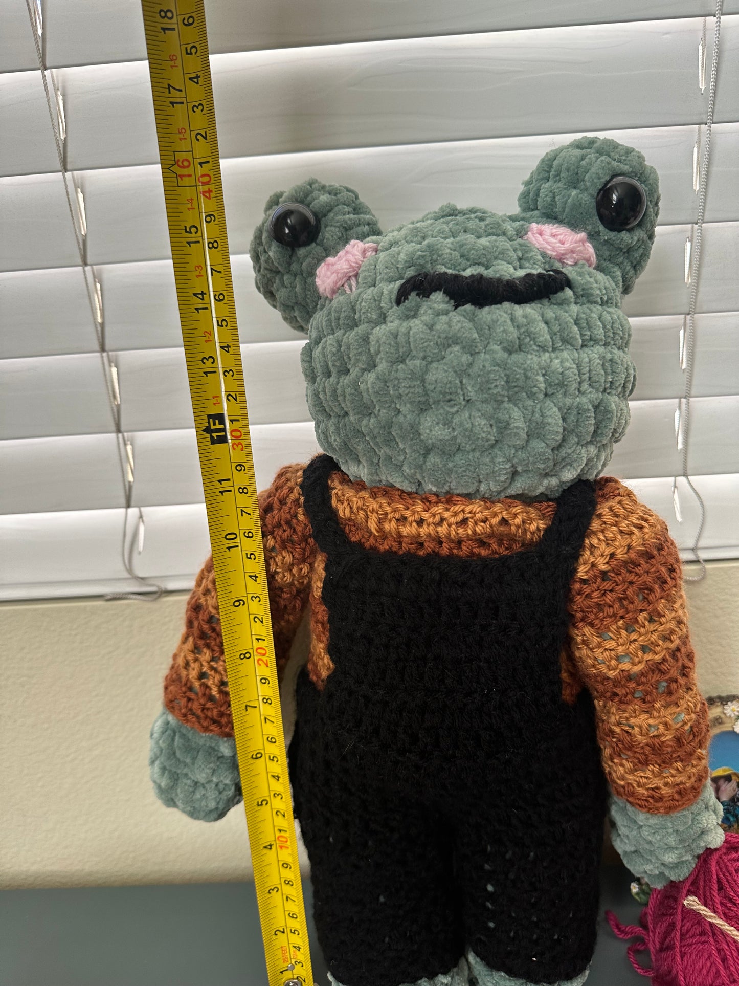 Crocheted Funky Fall Frog plushie