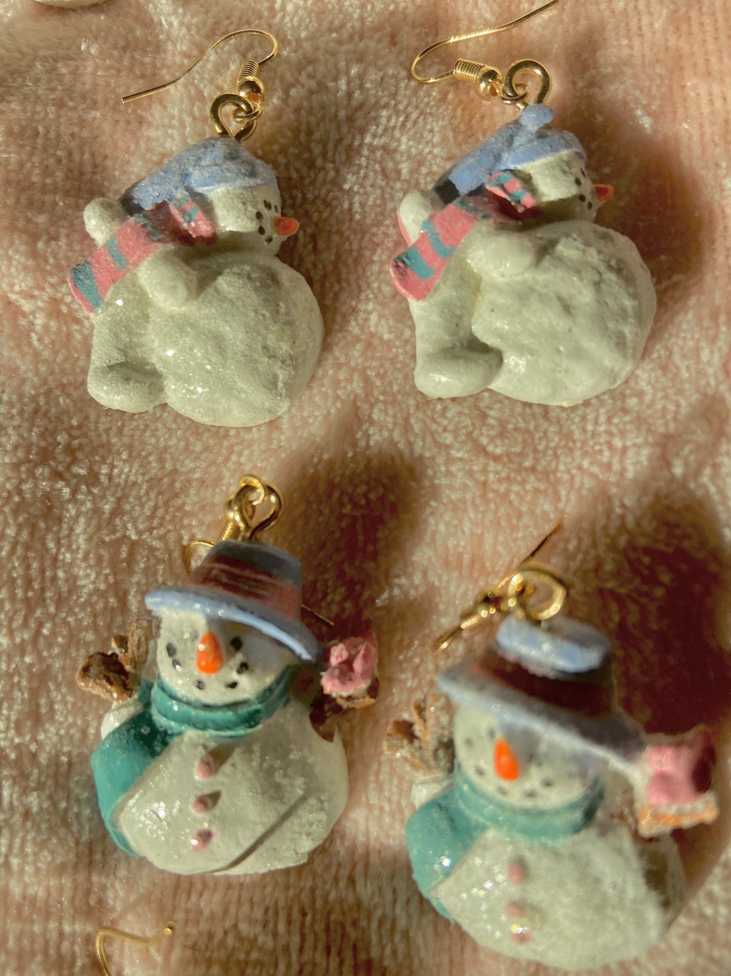 Winter glitter snowmen earrings