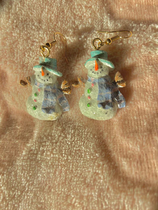 Winter glitter snowmen earrings