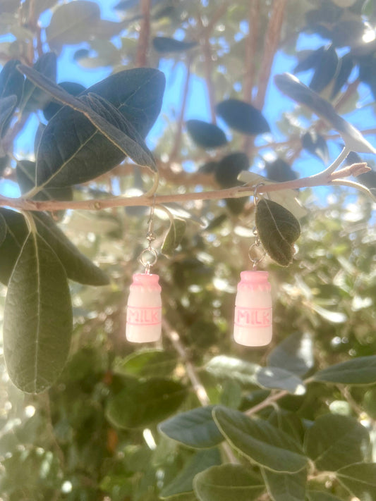 Strawberry milk bottle earrings