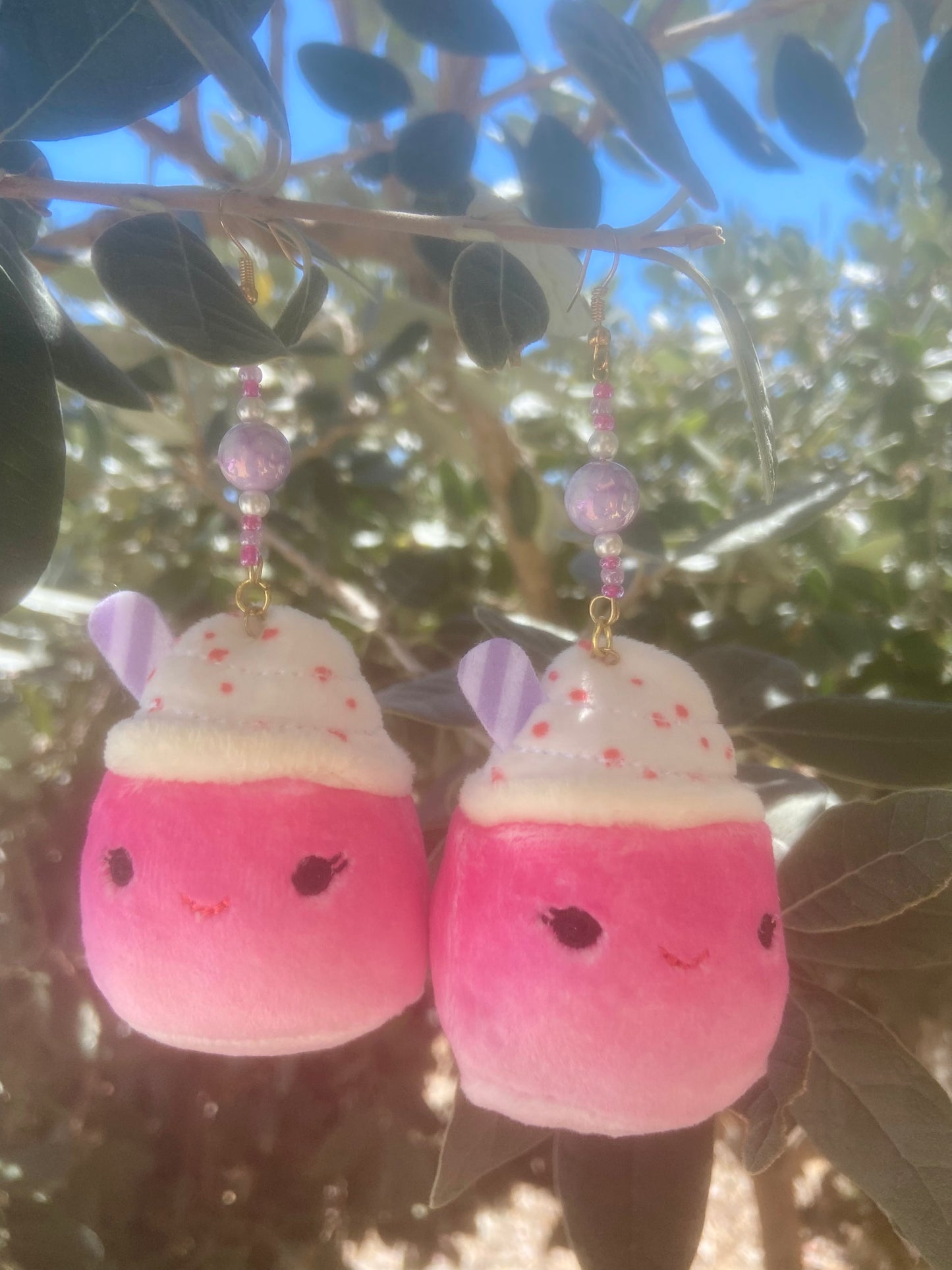 Cinnamon the frozen yogurt hand beaded squishville earrings