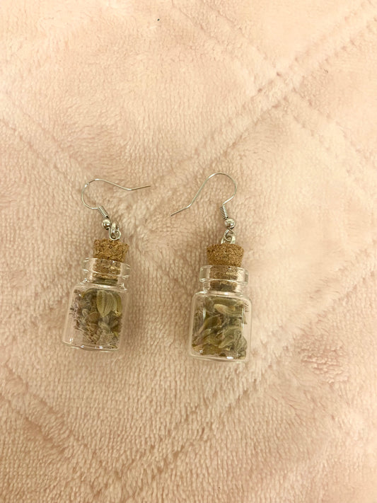 Mini lavender potion bottle earrings