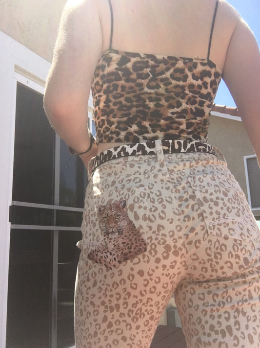Hand painted machine washable leopard pants