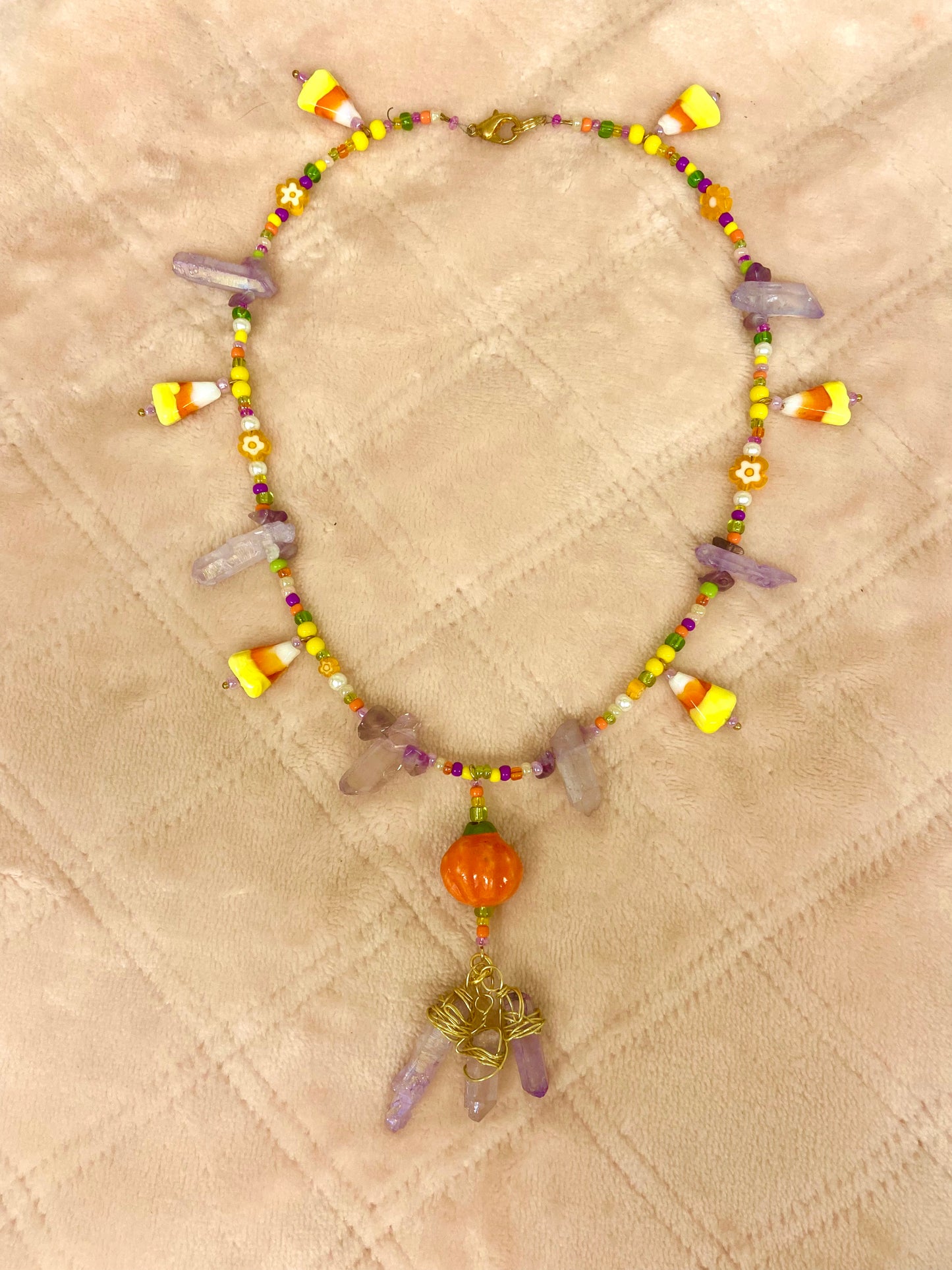 Halloween candy witch Crystal beaded necklace