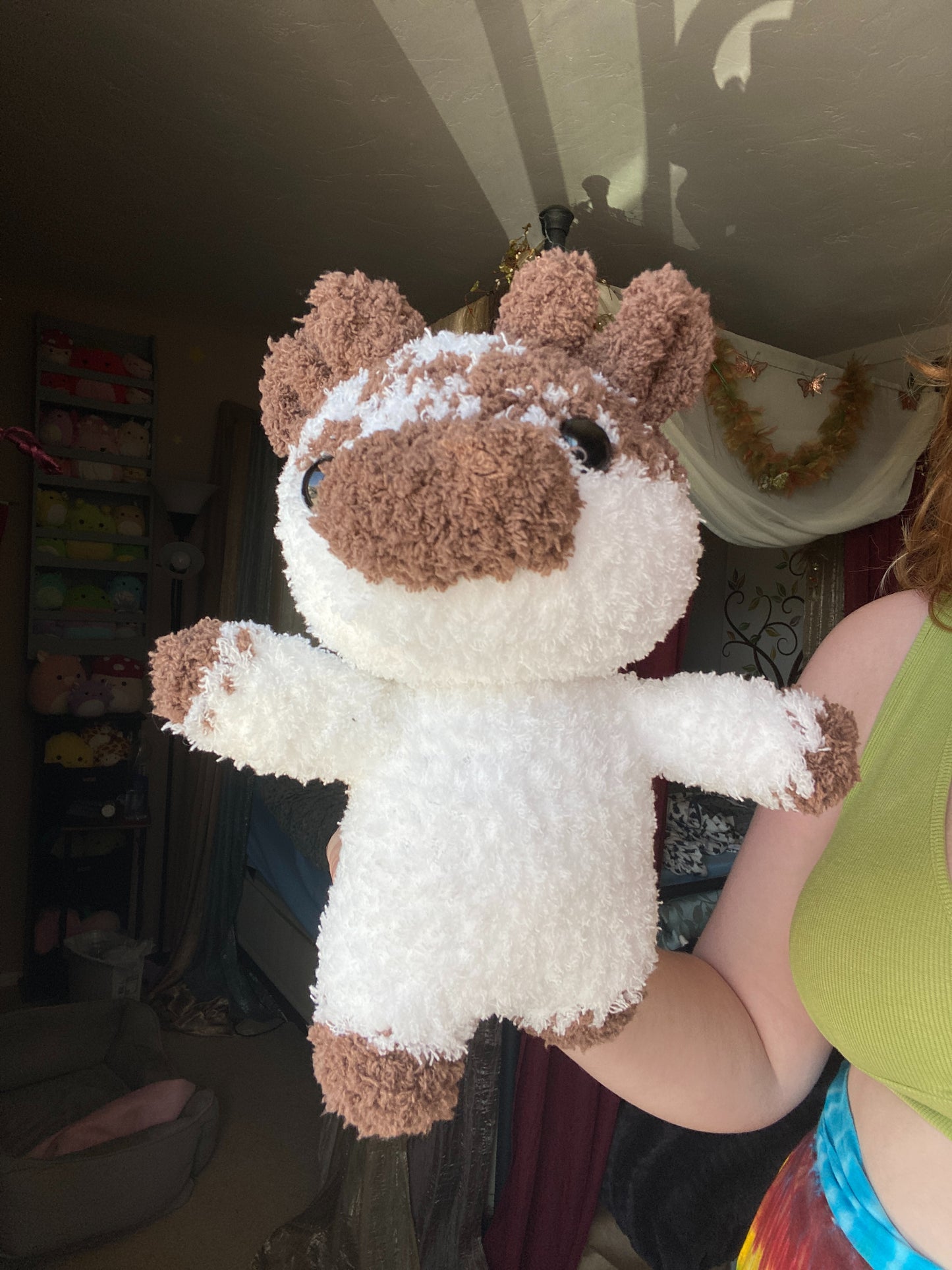 Crochet chocolate milk cow plush